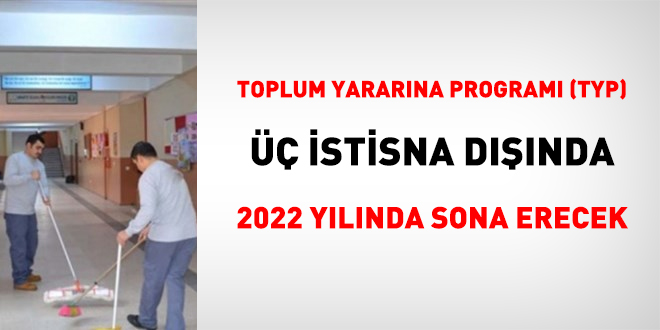 Toplum Yararna Program (TYP) 2022'de sona erecek