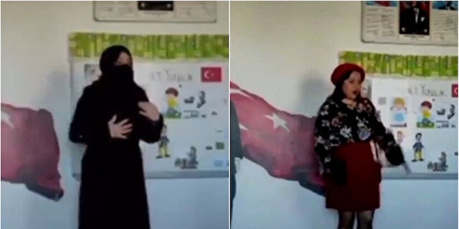 İlkokul öğretmeninden çarşafı küçümseyen 'cumhuriyet' tiyatrosu